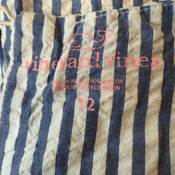 Vineyard Vines Girl's Ruffled Seersucker Striped Shift Dress Blue‎ White Size 12 - Picture 3 of 5